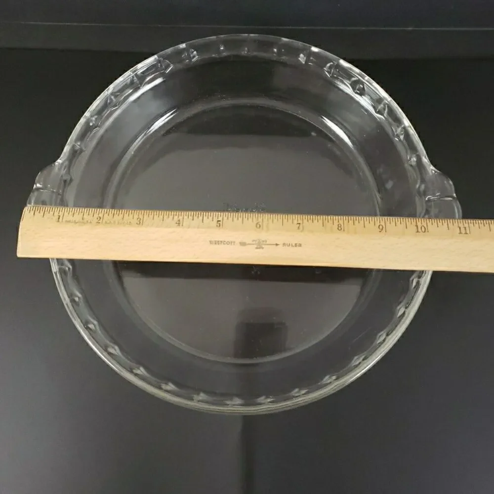 Pyrex Pie Plate 229 23cm #18 Fluted Deep Dish Clear Glass Bakeware VTG MCM